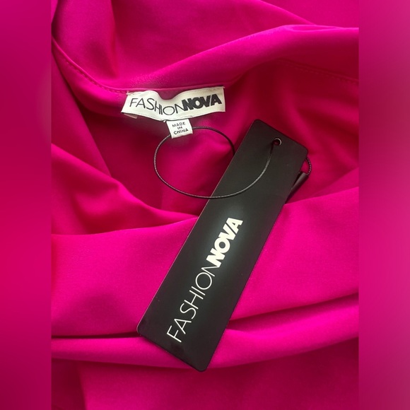 Fashion Nova fuchsia One Shoulder Ruched Gown - Picture 5 of 5